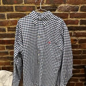 Brooks Brothers Blue Checkered Shirt Size L Madison Fit 1818